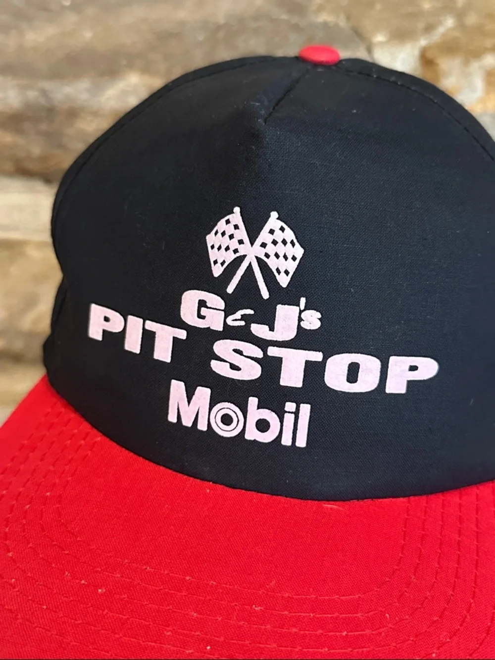G & J's Pit Stop Mobil Racing Cap Black & Red